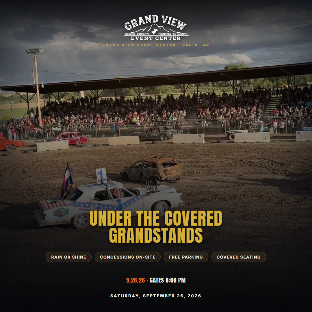 Grand View covered grandstands card